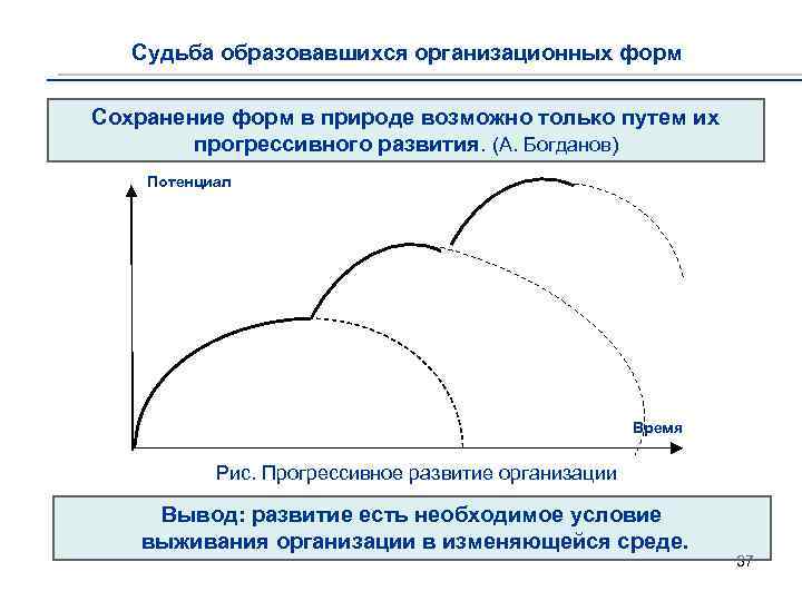 Судьба образовавшихся организационных форм Сохранение форм в природе возможно только путем их прогрессивного развития.