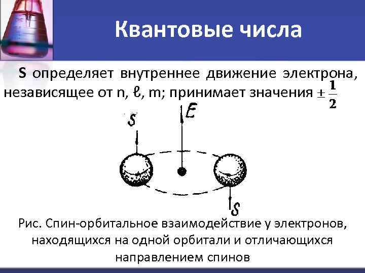 : Квантовые числа S определяет внутреннее движение электрона, независящее от n, ℓ, m; принимает