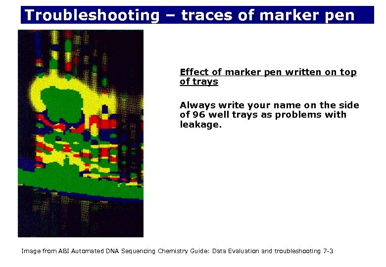 Troubleshooting – traces of marker pen Effect of marker pen written on top of