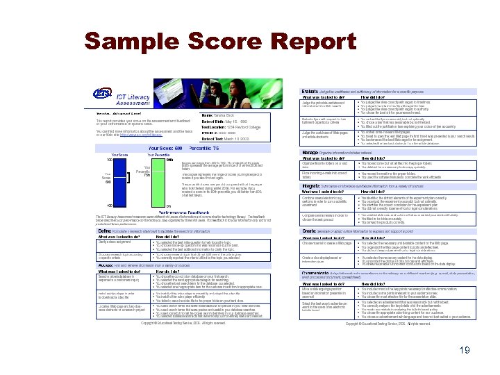 Sample Score Report 19 