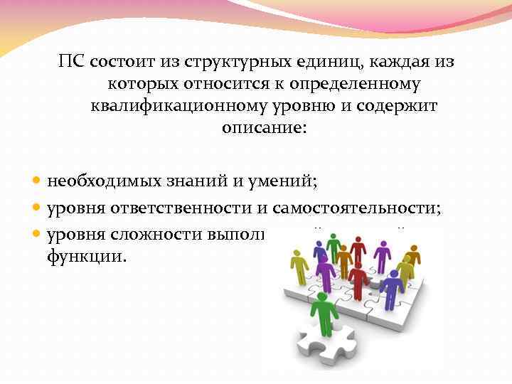 ПС состоит из структурных единиц, каждая из которых относится к определенному квалификационному уровню и