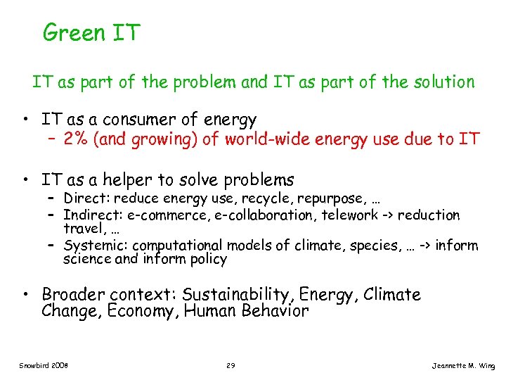 Green IT IT as part of the problem and IT as part of the