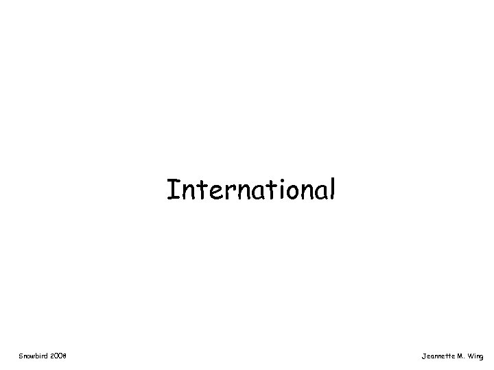 International Snowbird 2008 Jeannette M. Wing 