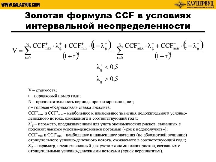 WWW. GALASYUK. COM Золотая формула CCF в условиях интервальной неопределенности 