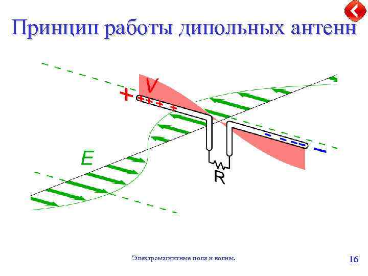 Принцип работы дипольных антенн Электромагнитные поля и волны. 16 