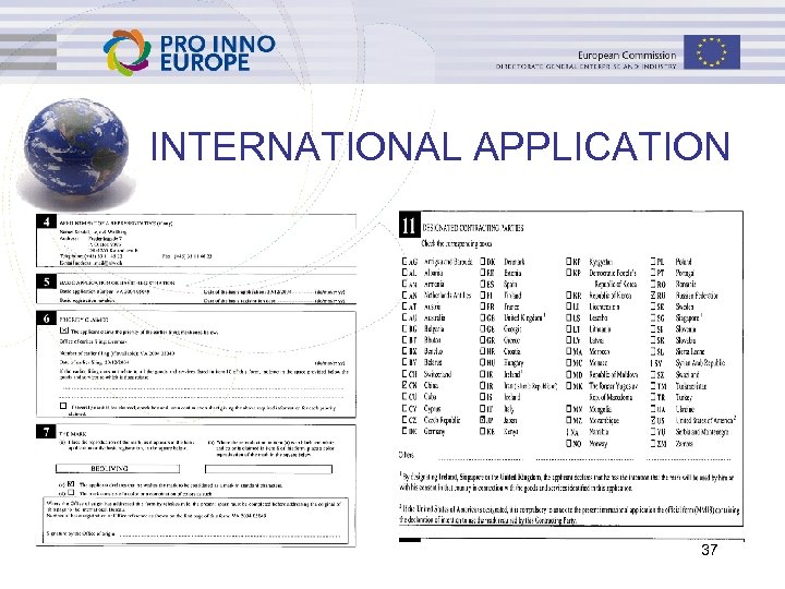 INTERNATIONAL APPLICATION 37 