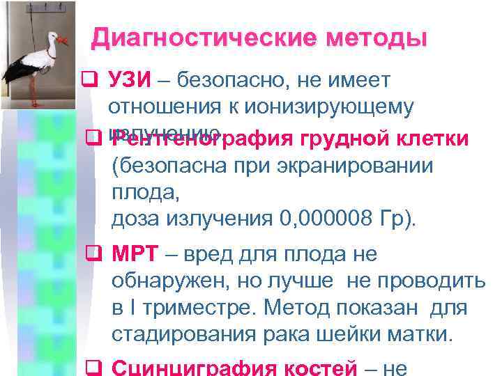 Диагностические методы q УЗИ – безопасно, не имеет отношения к ионизирующему q излучению. Рентгенография