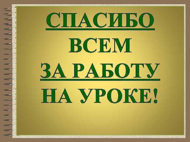 СПАСИБО ВСЕМ ЗА РАБОТУ НА УРОКЕ! 