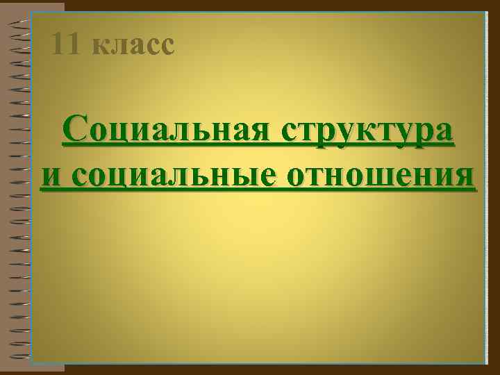 11 класс Социальная структура и социальные отношения 