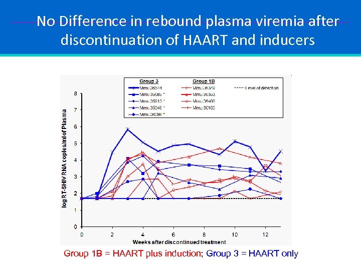 No Difference in rebound plasma viremia after discontinuation of HAART and inducers Group 1