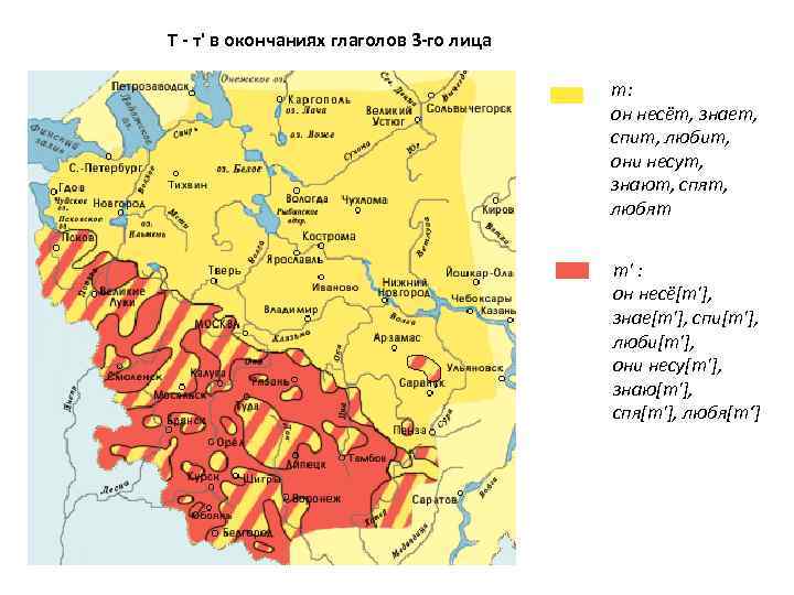 Т - т' в окончаниях глаголов 3 -го лица т: он несёт, знает, спит,