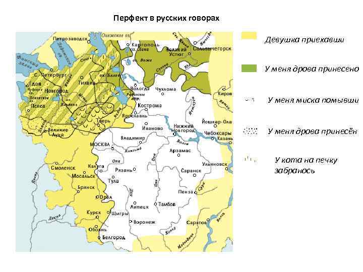 Перфект в русских говорах Девушка приехавши У меня дрова принесено У меня миска помывши