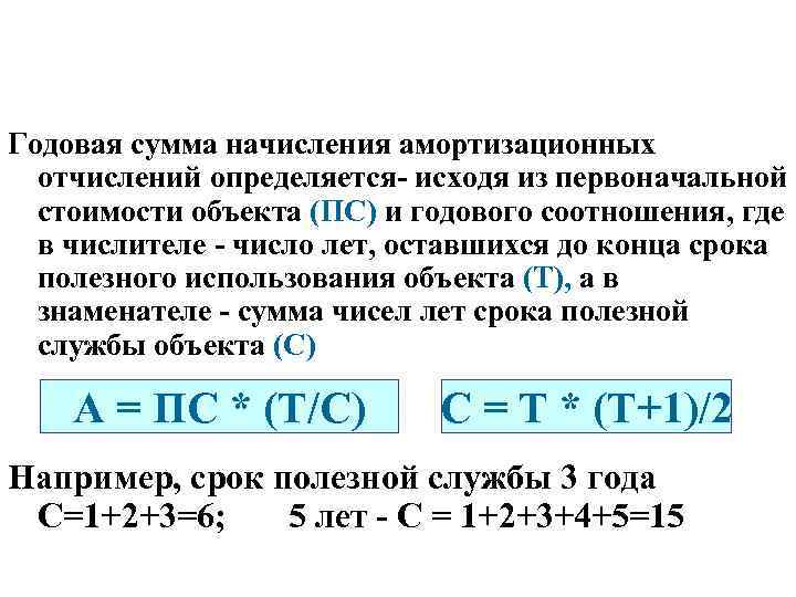 Годовая сумма начисления амортизационных отчислений определяется- исходя из первоначальной стоимости объекта (ПС) и годового