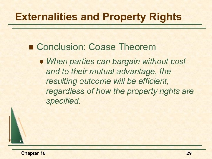 Externalities and Property Rights n Conclusion: Coase Theorem l Chapter 18 When parties can