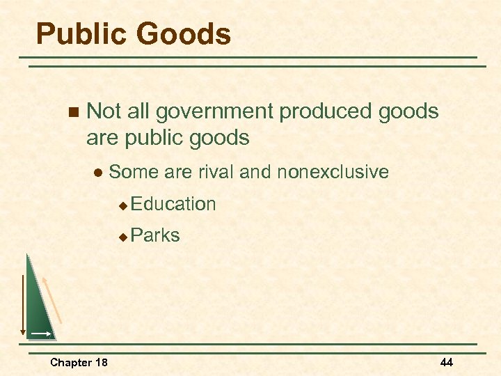 Public Goods n Not all government produced goods are public goods l Some are