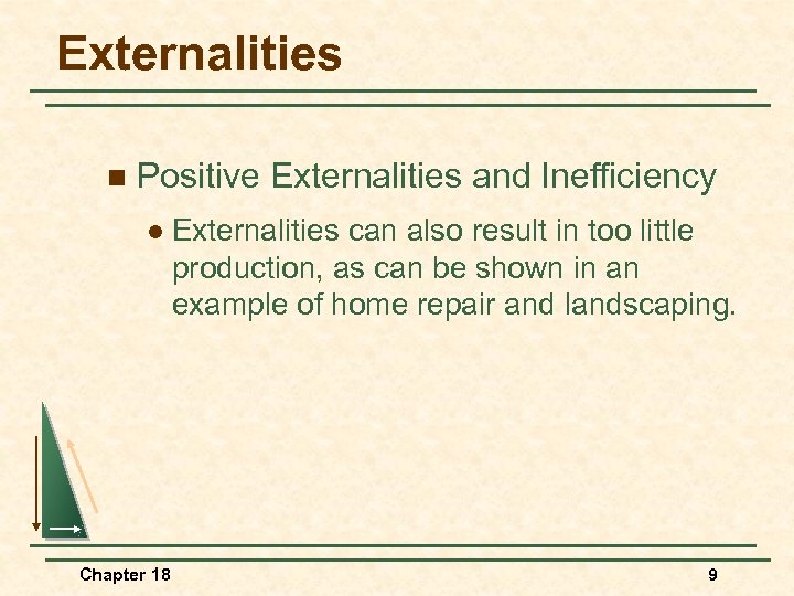 Externalities n Positive Externalities and Inefficiency l Chapter 18 Externalities can also result in