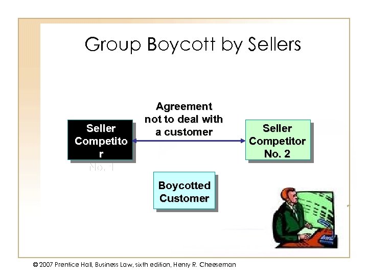 Group Boycott by Sellers Seller Competito r No. 1 Agreement not to deal with