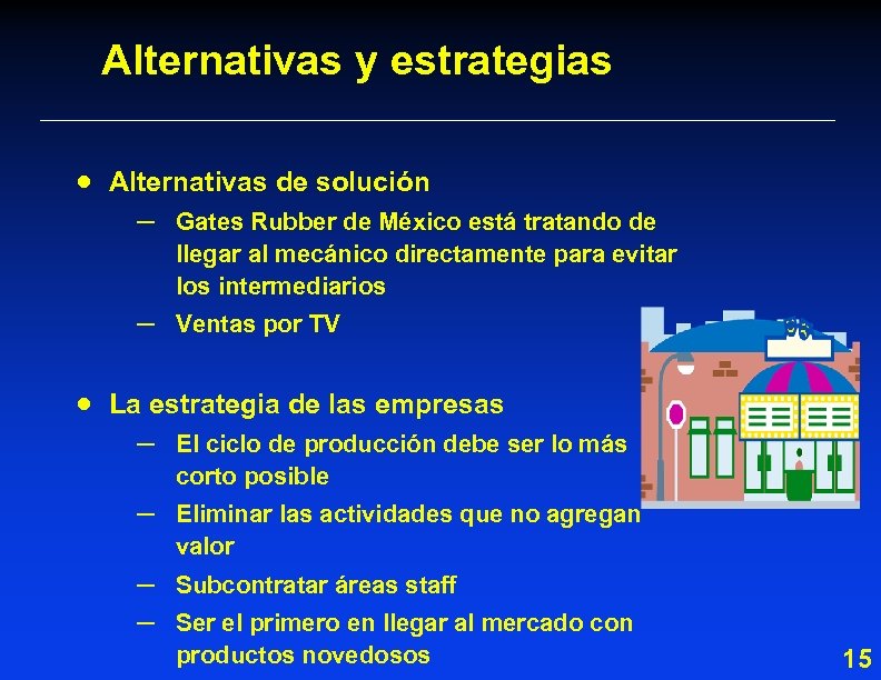 Alternativas y estrategias · Alternativas de solución – – · Gates Rubber de México