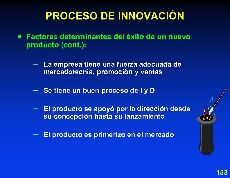 PROCESO DE INNOVACIÓN · Factores determinantes del éxito de un nuevo producto (cont. ):