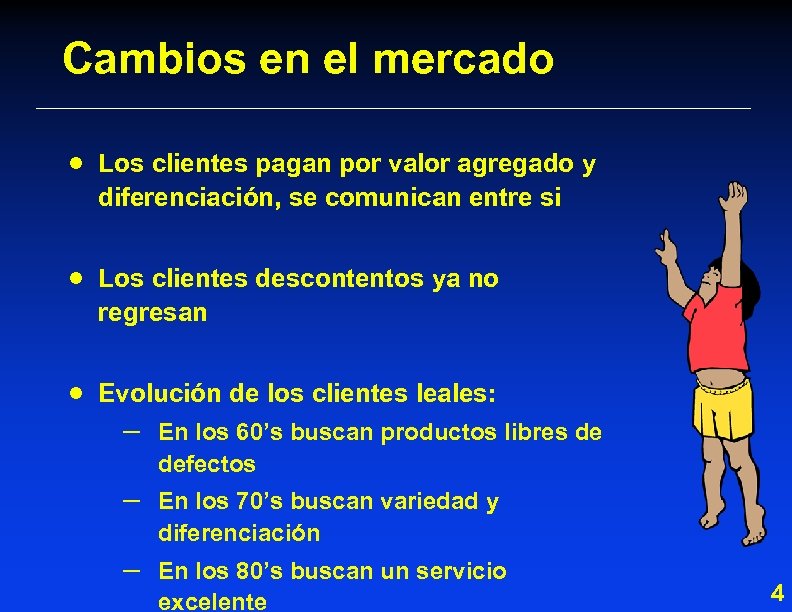 Cambios en el mercado · Los clientes pagan por valor agregado y diferenciación, se