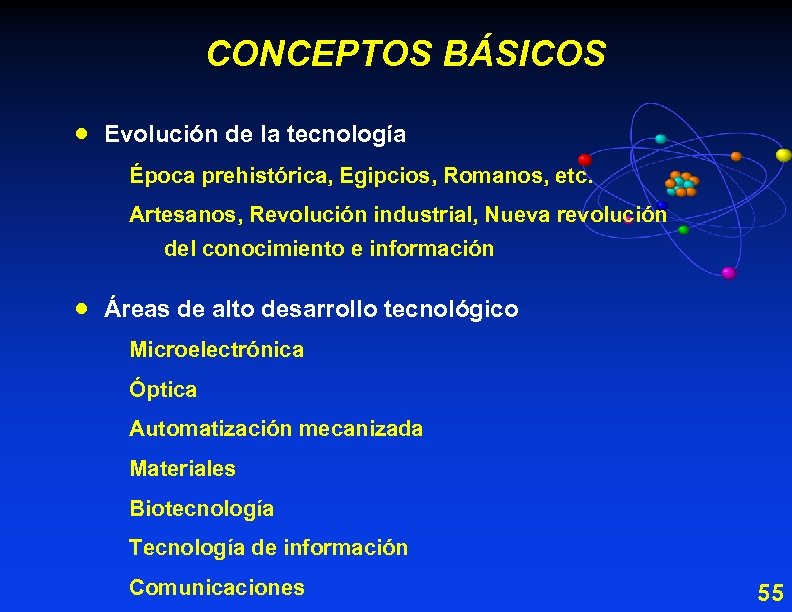 CONCEPTOS BÁSICOS · Evolución de la tecnología Época prehistórica, Egipcios, Romanos, etc. Artesanos, Revolución