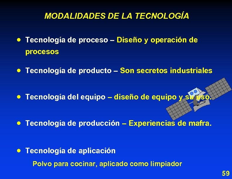 MODALIDADES DE LA TECNOLOGÍA · Tecnología de proceso – Diseño y operación de procesos