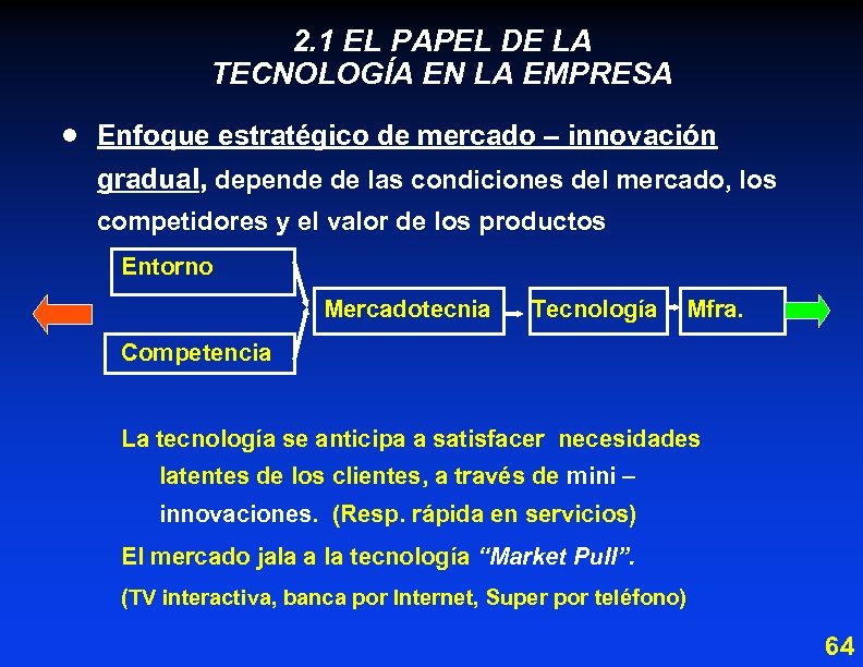 2. 1 EL PAPEL DE LA TECNOLOGÍA EN LA EMPRESA · Enfoque estratégico de