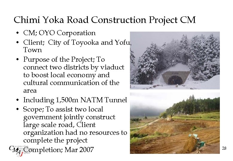 Chimi Yoka Road Construction Project CM • CM; OYO Corporation • Client; City of