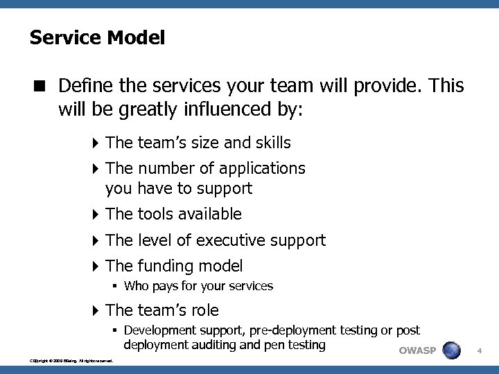 Service Model < Define the services your team will provide. This will be greatly