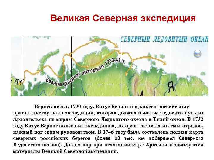 Великая Северная экспедиция Вернувшись в 1730 году, Витус Беринг предложил российскому правительству план экспедиции,
