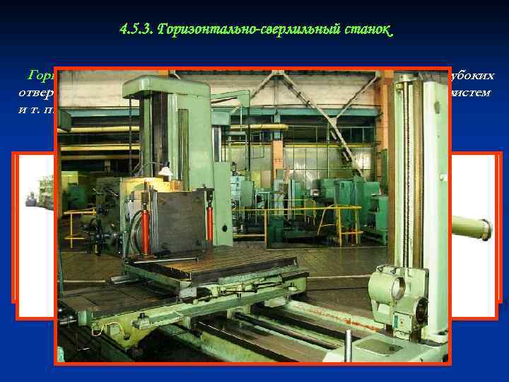 4. 5. 3. Горизонтально-сверлильный станок Горизонтально-сверлильный обычноиспользуют станок при обработке глубоких отверстий (например, осях,