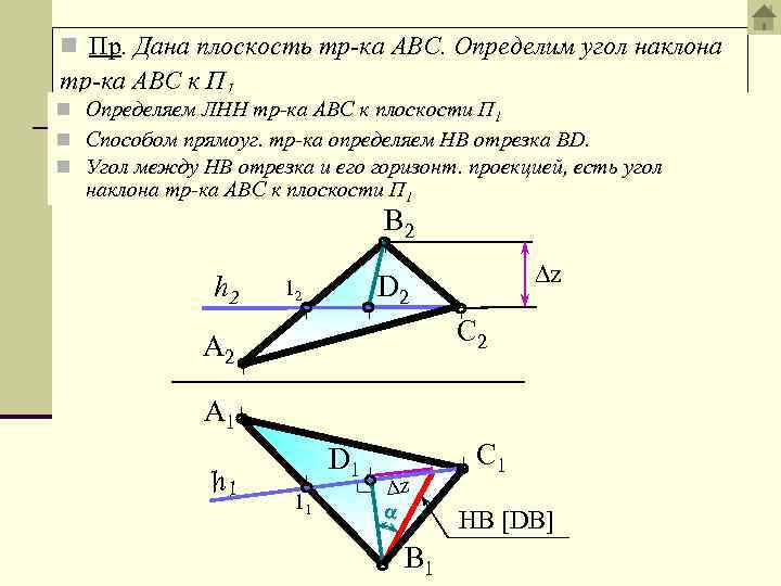 Треугольник наклонен к плоскости