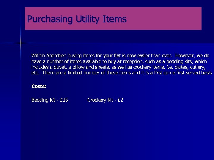 Purchasing Utility Items Within Aberdeen buying items for your flat is now easier than