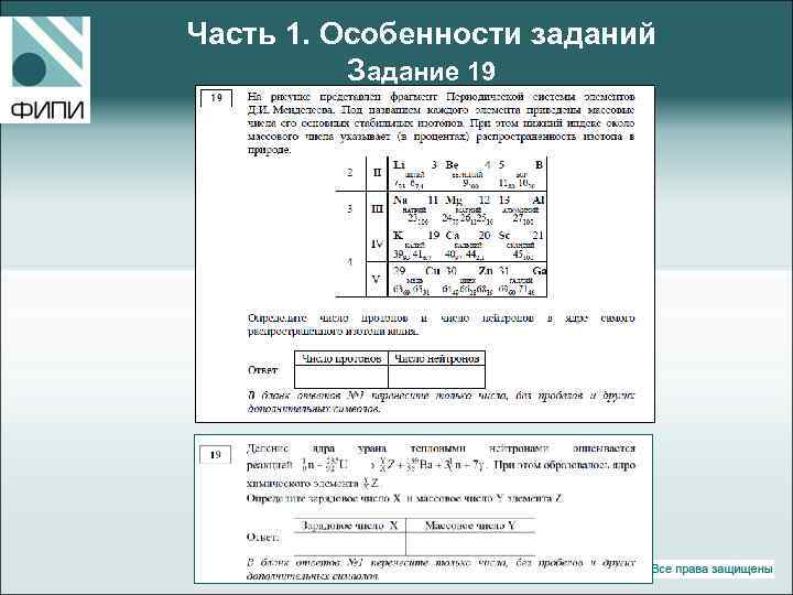 Часть 1. Особенности заданий Задание 19 