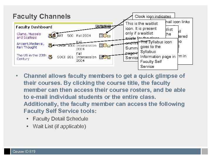 Faculty Channels Clock icon indicates clickable link to The This is the waitlist e-mail