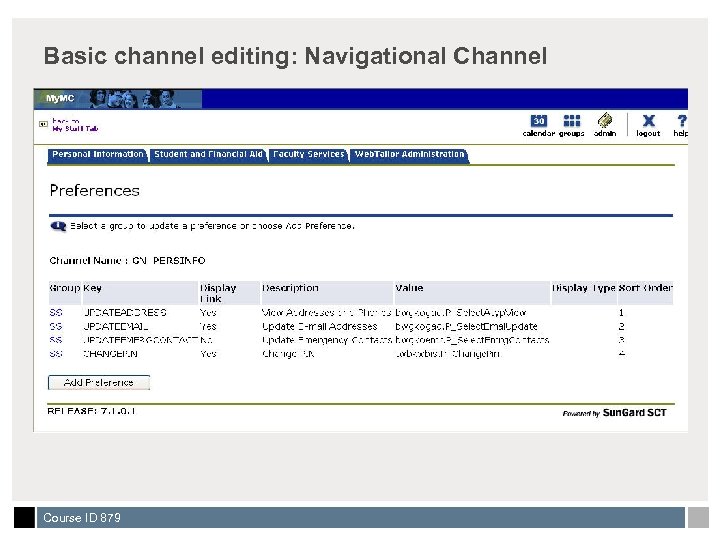 Basic channel editing: Navigational Channel Course ID 879 