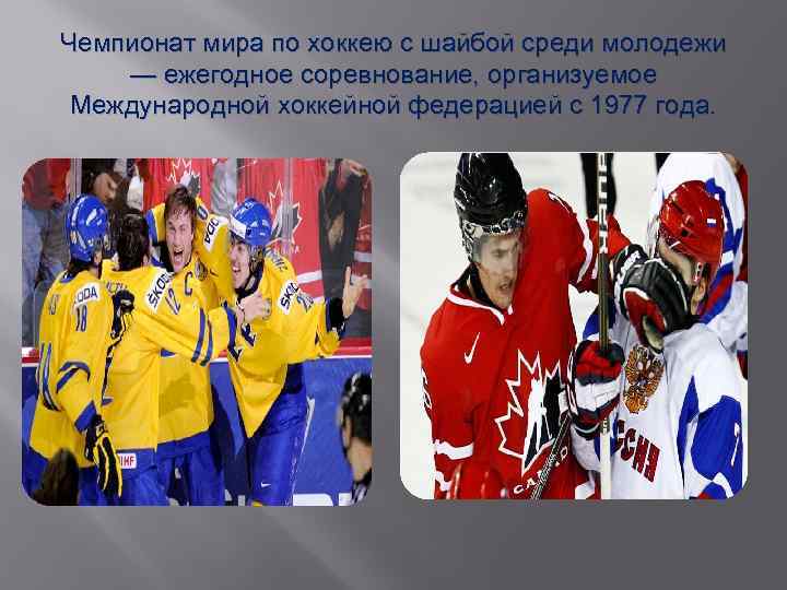 Чемпионат мира по хоккею с шайбой среди молодежи — ежегодное соревнование, организуемое Международной хоккейной