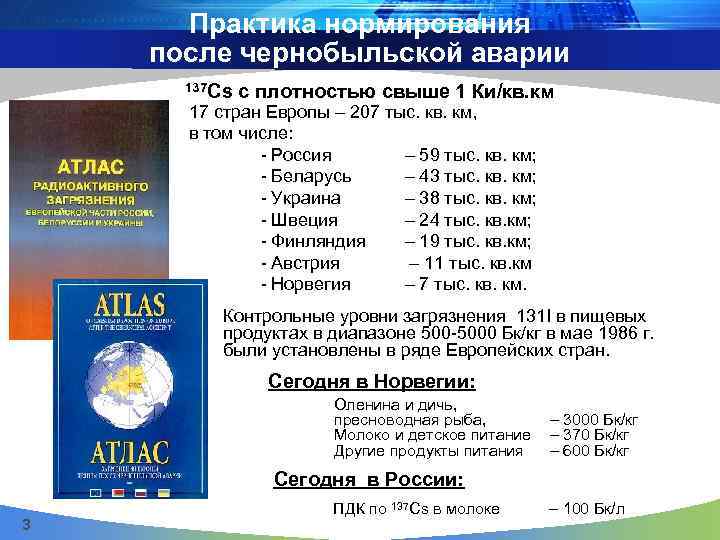Практика нормирования после чернобыльской аварии 137 Cs с плотностью свыше 1 Ки/кв. км 17