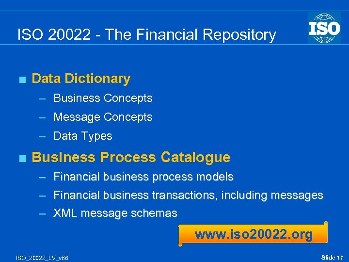 ISO 20022 - The Financial Repository < Data Dictionary – Business Concepts – Message