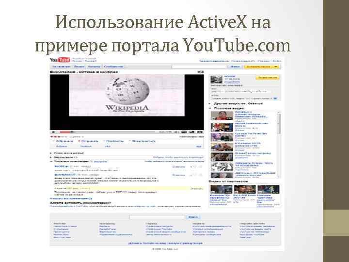 Использование Active. X на примере портала You. Tube. com 