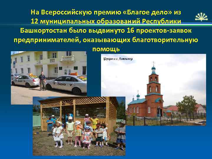 На Всероссийскую премию «Благое дело» из 12 муниципальных образований Республики Башкортостан было выдвинуто 16