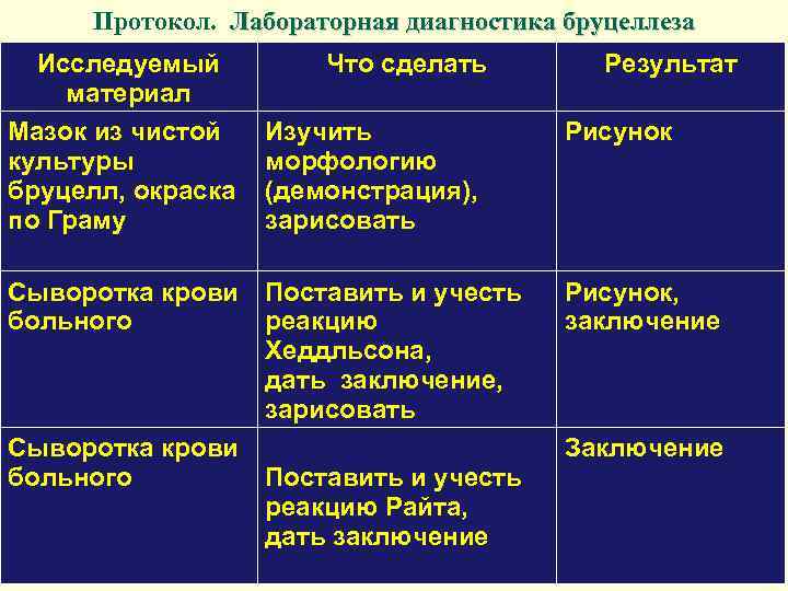Протокол. Лабораторная диагностика бруцеллеза Исследуемый материал Мазок из чистой культуры бруцелл, окраска по Граму