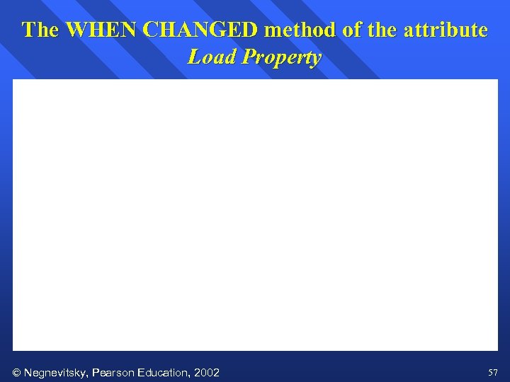 The WHEN CHANGED method of the attribute Load Property Negnevitsky, Pearson Education, 2002 57