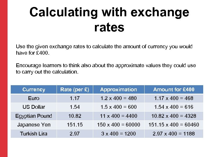 Calculating with exchange rates Use the given exchange rates to calculate the amount of