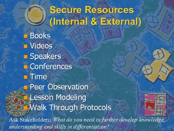 Secure Resources (Internal & External) Books n Videos n Speakers n Conferences n Time