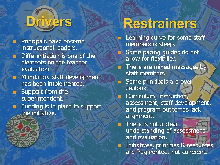 Drivers n n n Principals have become instructional leaders. Differentiation is one of the