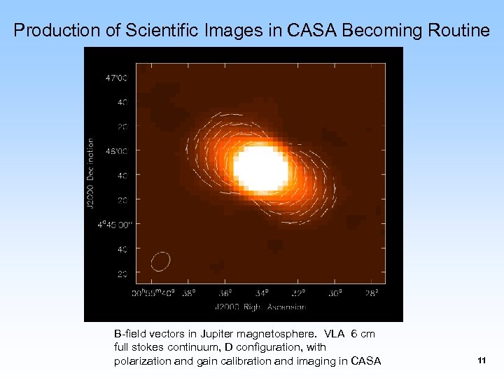 Production of Scientific Images in CASA Becoming Routine B-field vectors in Jupiter magnetosphere. VLA