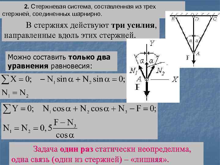 На рисунке показана система шарнирно соединенных стержней