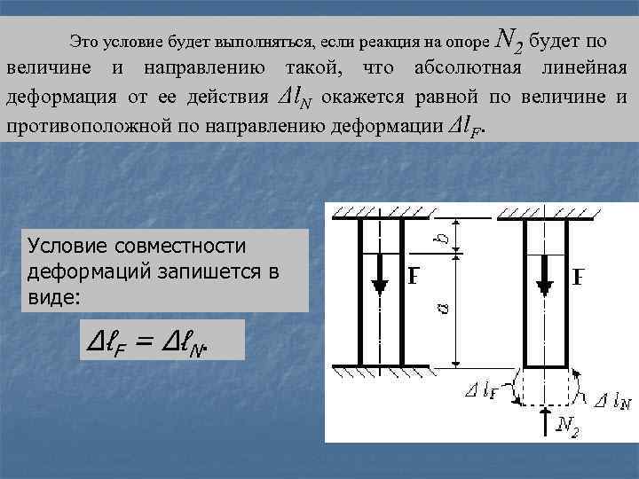 Это условие будет выполняться, если реакция на опоре N 2 будет по величине и