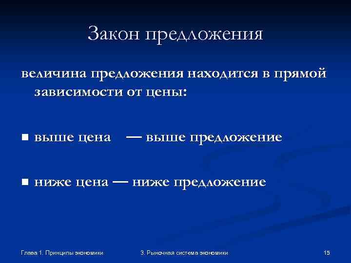 Прямая зависимость между ценой и величиной предложения